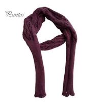 Vegan Wool Braided Cable Scarf Sleeved Shawl Solid Color Hollow Twist Women Knit Bohemian Style Wrap Winter Wear gray