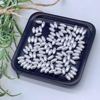 Premium Rice Urea Beads: Non-Peeling Bubble Beads for DIY Jewelry, Bracelets, Wedding Dresses & Clothing Accessories. 4*12mm [Approx. 67 Beads] gray