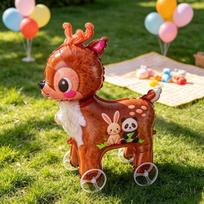 Walking Cartoon Foil Animal Balloon 1Pcs Standable With Wheels Non-toxic for Kids Birthday Party Gift Home Decoration A4