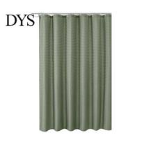 Waffle Fabric Shower Curtain 1 Set with 12 Hanging Rings Contrast Solid Color Waterproof Thickened Punch-free Washable Kitchen Door Bedroom Window 180x180cm