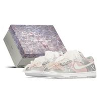 Nike Dunk Sparkling Galaxy Low top Skateboard Shoes Women's Pink Silver DD1873-113(TeamA-S-BOX) 38 white