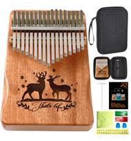 Kalimba Beginner 17 with Includes Sheet Made of Mahogany [PERDIN] Set, Keys, Pre-tuned, Case, Music, (Organic) brown