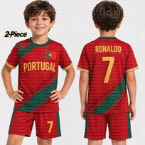 2026 Berniukų Ronaldo #7 Futbolo Marškinėlių Šortų Rinkinys Moterims Vyrams PORTUGALIJA Futbolo Gerbėjų Marškinėlių Šortų Rinkinys Vaikams Sportinis Kostiumas 2 Dalių Rinkinys 110