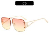 Fashion 2024 Metal Semi-Rimless Pilot Sunglasses Women Men Brand Aviation Driving Oversized Sun Glasses Double Bridge Male UV400 beige