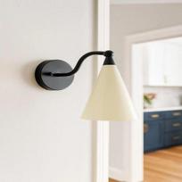 Handcrafted Brass Enamel Wall Sconce  Mid-Century Modern Conical Shade Light Fixture for Home Décor beige