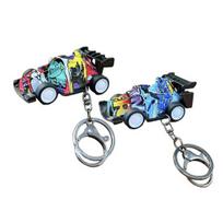 Go-cart Cartoon Keychain Pendant with Double-Ring Hook Anti-Detachable Design Decompression Tool Keychain Accessory black