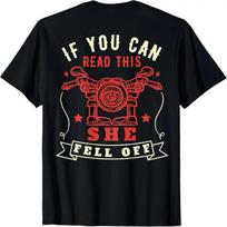 Funny If You Can Read This She Fell Off Cool Vintage Biker T-Shirt XXL red