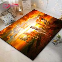 Karštos Mados Klasikiniai Bėgantys Žirgai Spausdintas Kilimas Lauko Kilimas Plotinis Kilimas Neslystantis Kilimas Miegamojo Dekoras Kilimas Kambariui Dovana 40x 60cm orange