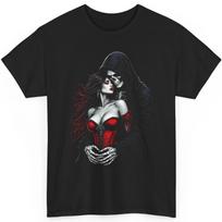 Gothic Lovers T Shirt Grim Reaper Skeleton Graphic Tee Dark Romance Embrace M gray