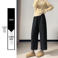 Women's Fleece-Lined Thickened Warm Balloon Pants – Autumn/Winter 2025 Wide-Leg Straight Cut with Curved Knife Design 3XL black