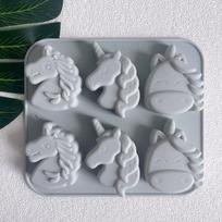 6 Cavity 3D Different Pegasus-Shaped Silicone Mold Fondant Candy Chocolate Mould Handmade Soap Ice Cube Molds Cake Decoration B white