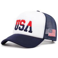 Fashion New Net Hat Usa Side American Flag Street Cycling Skateboarding Hat Street Dance Hip Hop Hat Sunshade Baseball Hat gray