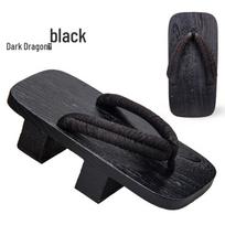 Vyriški mediniai klumpės su drakono ir gėlių raštu: Vasarinės šlepetės su aukštu kulnu, kinų stiliaus, patogūs cosplay avalynė 28CM (fits 44-46 EU) gray