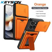 KEYSION kortelių laikiklio krepšys telefono dėklas, skirtas Motorola MOTO G86 G67 G57 Power G56 5G, su slankiojančiu kameros apsauginiu dangteliu ir stoveliu, atsparus smūgiams for MOTO G57 Power