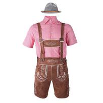 L Oktoberfest kostiumas Klasikinis vyriškas languotas marškinys ir kombinezonas Kaubojiška skrybėlė Rinkinys Helovino Karnavalo vakarėlio kostiumas Padavėjo Padavėjos uniforma M pink