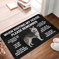 Siberian Husky Welcome Entrance Doormat Luxury Home Decorations Kitchen Balcony Long Rugs Bedroom Entry Door Carpet Non-slip Mat 40X60CM gray