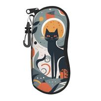 Retro Vintage Art Cute Cats  Glasses Case  Zipper Sunglasses Case Classic Pocket Eyeglass Cases Cover Men Women Eyewear Storage One Size gray