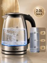 Xiaomi 1.8L Glass Electric Kettle 1500W Fast Boil BPA‑Free Blue LED Light Auto Shut‑Off Boil‑Dry Protection Water Boiler for Home Tea C L&220V-240V EU Plug