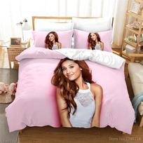 Fashion Sexy Girl Ariana Grande 3D Bedding Set Duvet Cover With Pillowcase Set Home Textile Bedclothes Twin Full Queen King Size EU Single 135*200cm/53x79in 3pcs beige