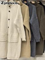 Long Knit Cardigan for Women - Lazy Fall Winter Oversized Sweater Coat One Size