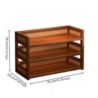 Stalo daiktų laikiklis Rotango stiliaus 3 pakopų stalo lentyna Knygų lentyna 3-layer 35CM brown