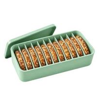 Cafe Bread Slice Display Box 11-Slot Silicone Freezer for Sourdough Storage, Flexible Container with Individual Non Deformable Keeper Compartments beige