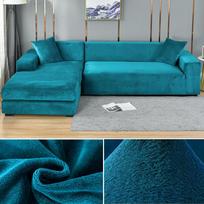 Aksominis sofos užvalkalas Elastingas storas L formos kampinis sofos užvalkalas svetainei 1/2/3/4 vietos tamprus sofos sofos fotelis užvalkalas 1 Seater 90-140cm blue