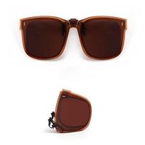 Folding Portable Sunglasses Clips Ladies Polarized Glasses Men Oversized Square Wrap Around Flip Up Sun Glasses black