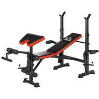 Daugiafunkcinis treniruočių suoliukas su stovu, iki 100 kg, juoda