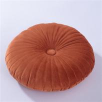 Šiaurietiška dygsniuota moliūgo formos pagalvė-pledas - Vienspalvė apvali pagalvėlė svetainei ir lango nišai 35cm Diameter x 8cm Thickness brown