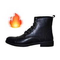 New autumn and winter Martin boots fashionable large size pointed retro leather boots high top British casual men's shoes 98666 48 black