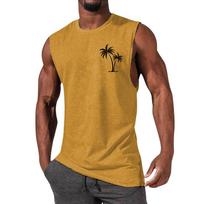 Mens Bodybuilding Vest Tank Tops Muscle Fit Gym Fitness Sport Training T Shirt XXXXL geltona