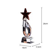 Red Five-pointed Star Crystal Trophy Hollowed-out Geometric Medal Customize Competition Prizes Decorative Figurines Home Decor black