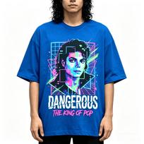 Michael Jackson Movie MJ Dangerous graphic Popular Unisex T Shirt Unisex Cotton Short Sleeve Vintage Oversized Tee Yk Tops L blue