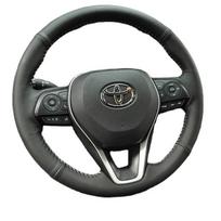 Genuine Leather for Toyota Camry Avalon Corolla Rav4 Hand Sewing Car Steering Wheel Cover Protective Interior Car Accessories gray