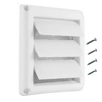 White Plastic Air Vent Grille With Screen For Outdoor Wall HVAC Ducts Easy Install Paintable Louver Cover 4 5 6 Inch