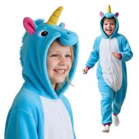 Blue Unicorn Kigurumi Onesie Costume Children 135 - 145Cm blue