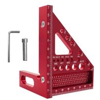 3D 45/90 Degree Imperial Multi-Angle Measuring Ruler Aluminum Alloy Woodworking Square Protractor for Engineer Carpenter 1pc brown