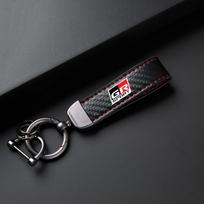For Toyota GR Sport Gazoo Racing Supra Yaris 86 Corolla RAV4 Avensis Prado Prius Auto Leather Car Keychain Key Rings Accessories HZ0 black
