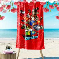 Super Mario Odyssey Beach Towel A must-have beach towel for beach travel 70cmx140cm(27x55inch) blue