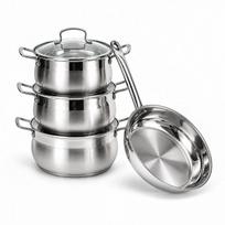 Puodų ir keptuvės rinkinys DSP CS006, 7 dalių, 6,2–9 L puodai, nerūdijančiojo plieno