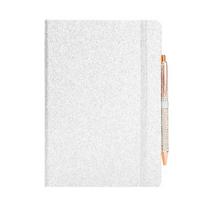 Glitter Notebook Set with Pen and Side Loop, Elastic Band Closure for Journaling, Study Writing and Everyday Entries A5 sidabras