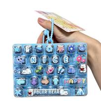 Mielas makaronų spalvos 26 klavišų Fidget Clicker raktų pakabukas, Streso mažinimo mini klaviatūros žaislas, Nešiojamas krepšio pakabukas piršto galiuko jutimo žaislas beige