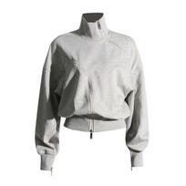 Unisex Oversized Zip-Up Hoodie Streetwear Casual Pullover Sweatshirt Solid Color Loose Fit Medium pilka