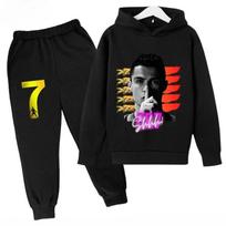 Quick-Dry CR7 Kids Tracksuit 7-13Y Ronaldo 7# Print Sports Outfit Breathable Fabric Active Wear Kids Boutique Clothes 130 black