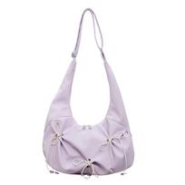 Simple Chic Bow Waterdrop Shape Shoulder Bag With Polyester Material For Casual Outings violetinė