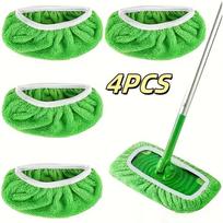 4Pcs Mop Cloth Absorbent Sponge Flat Mop Microfiber Washable Mop Pads Washable Wet Pads Sponge Water Absorption 4pcs žalia