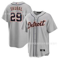 Mens Orange Detroit Tigers Baseball Jersey Custom Embroidered 29 Skubal 35 Verlander Cotton Sport Shirt XXXL gray