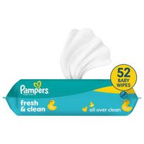 Pampers Fresh Clean Plastic Free Servetėlės Kūdikiams, 52 Servetėlės