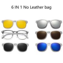 2218A Minding Transparent Grey White Frame 6 In 1 Clips Magnetic Glasses Sunglasses Magnet SHOW AS PICTURE gray